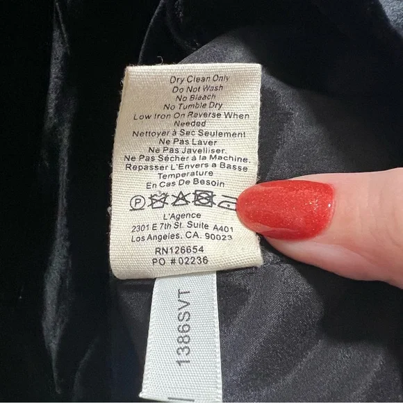 L’AGENCE Chamberlain Velvet Blazer Jacket Black - Picture 11 of 11